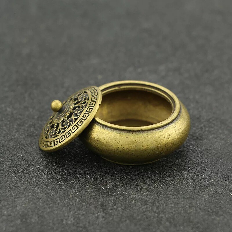 Brass Small Incense Burner Mini Burner Hollow With Lid Incense Burner Toy