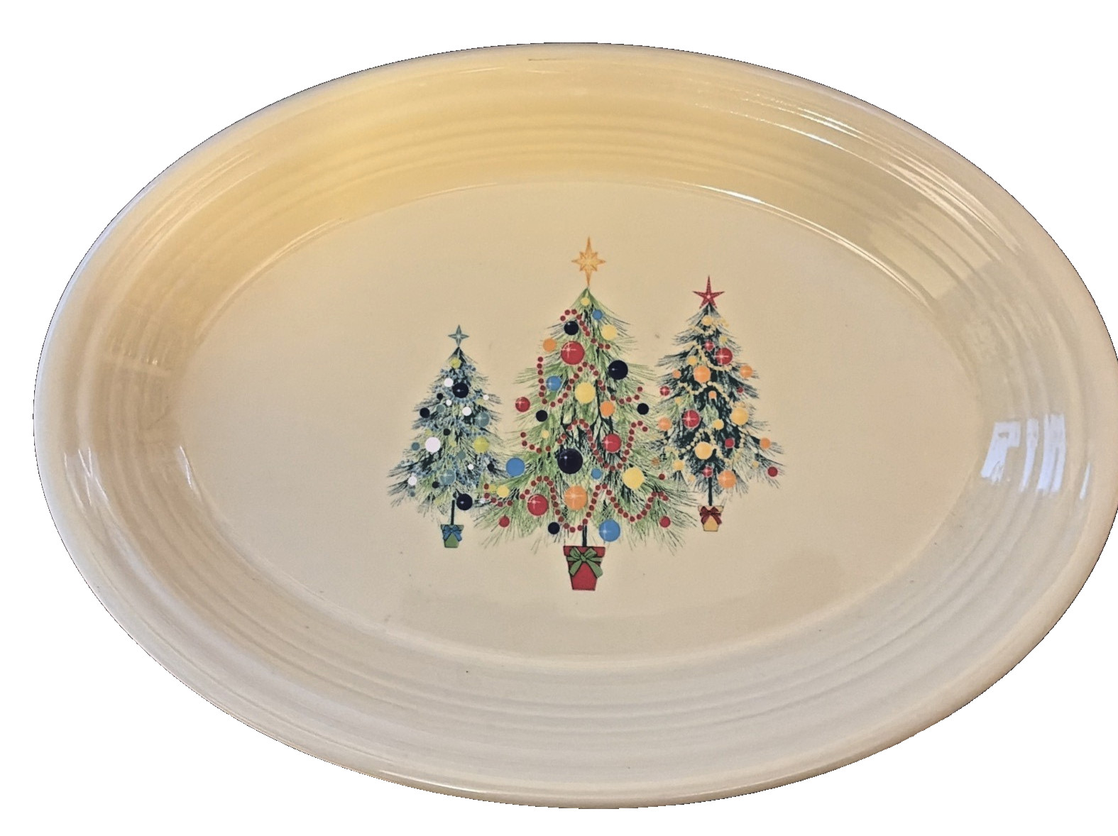 Fiesta Light Yellow Christmas Trees Oval Platter - 9 1/2 Fiesta Light Yellow Christmas Trees Oval Platter - 9 1/2
