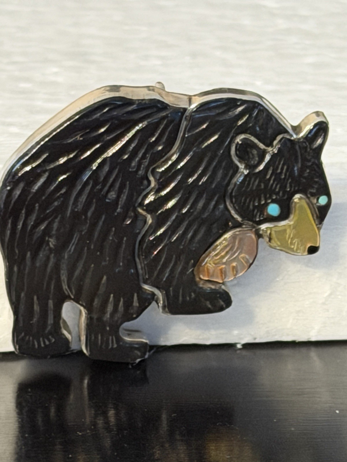VTG Zuni Tewa Virgil and Shirley Benn Signed Sterling Silver Bear Brooch/Pendant VTG Zuni Tewa Virgil and Shirley Benn Signed Sterling Silver Bear Brooch/Pendant