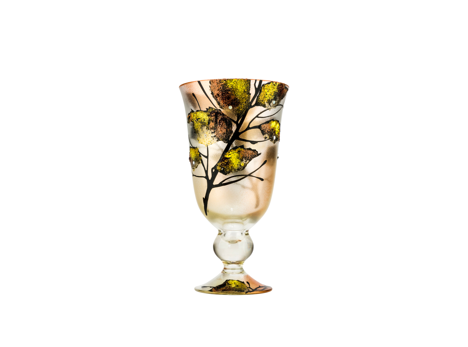 Victoria Bella 12\'\' Height Vase Glass Pattern: Beige Leaf Abstract
