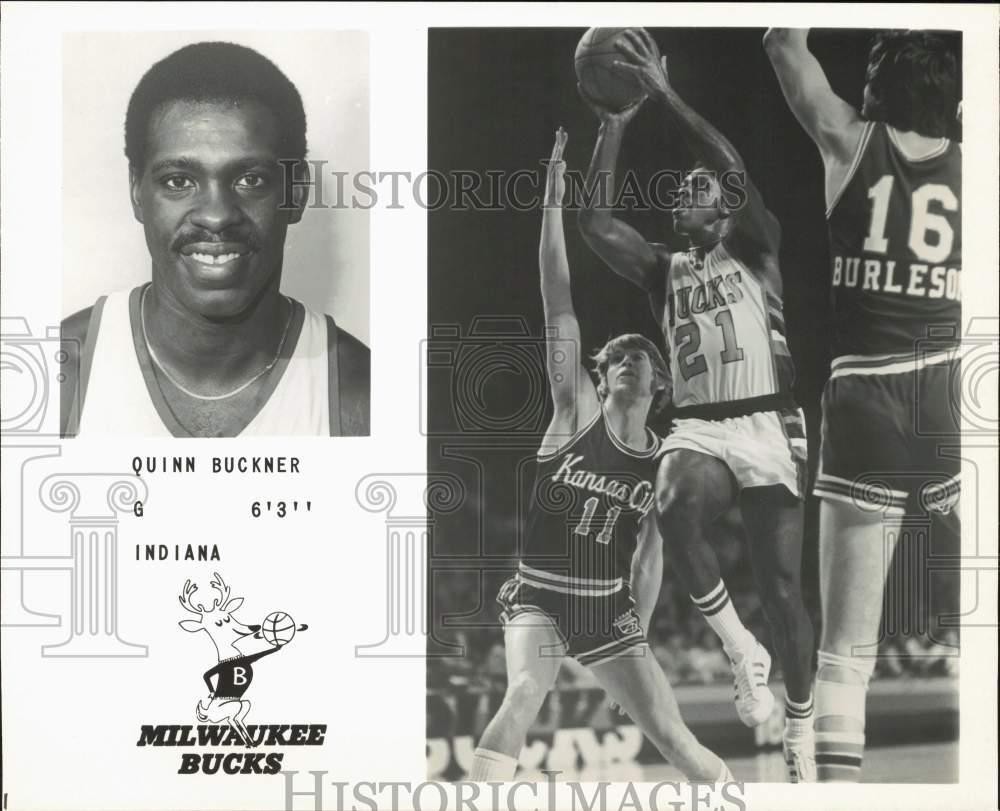 1976 Press Photo Milwaukee Bucks' Quinn Buckner shooting against Kansas City 1976 Press Photo Milwaukee Bucks' Quinn Buckner shooting against Kansas City