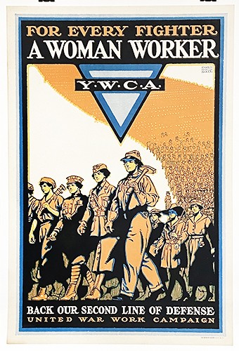 Original WWI US YWCA Poster - For every fighter a woman worker