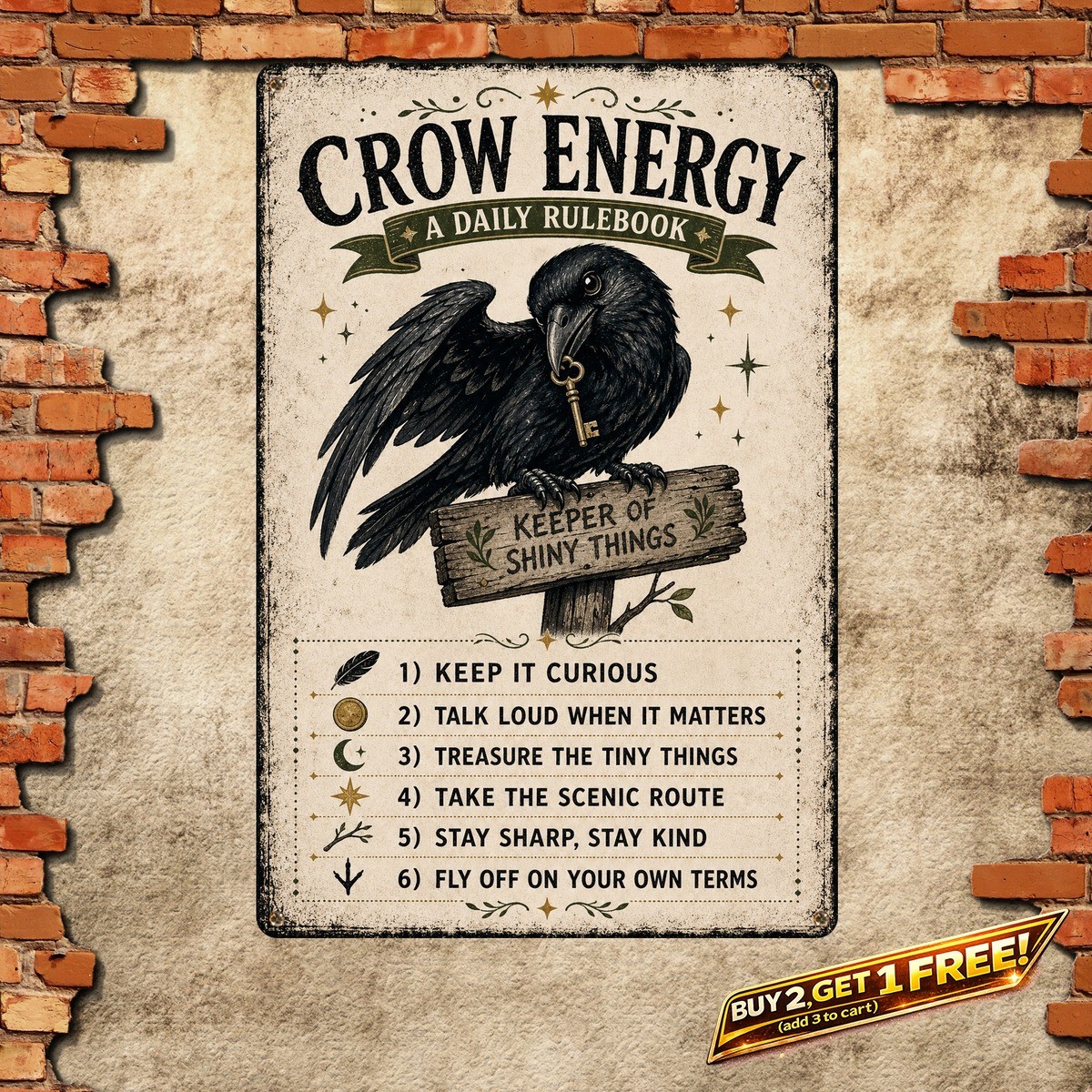 Funny Like A Crow Retro Aluminum Metal Sign Sarcastic Home Wall Decor