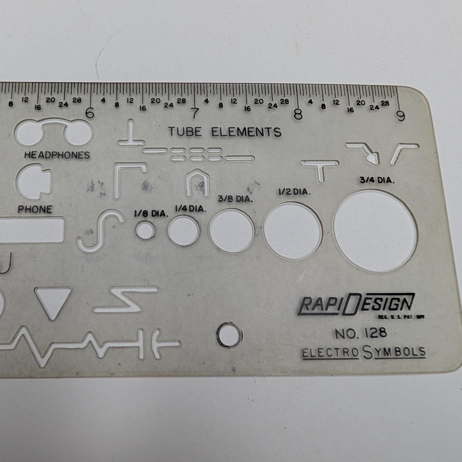 Vtg Rapidesign No 128 Electro Symbols Drafting Template Stencil Ruler Electric