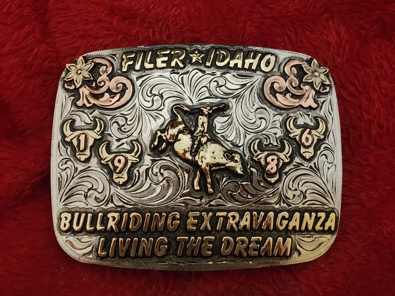 Rodeo BULL RIDING Champion☆1986☆Filer Idaho☆X~Treme☆Trophy Buckle☆Rare☆T52