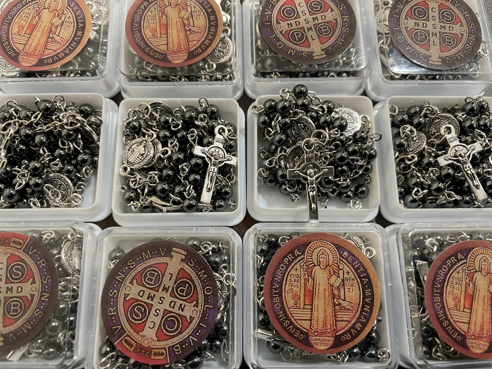Wholesale Lot 12 Pcs Blessed Rosary Necklace Religious Metal Bead Saint Benedict Wholesale Lot 12 Pcs Blessed Rosary Necklace Religious Metal Bead Saint Benedict