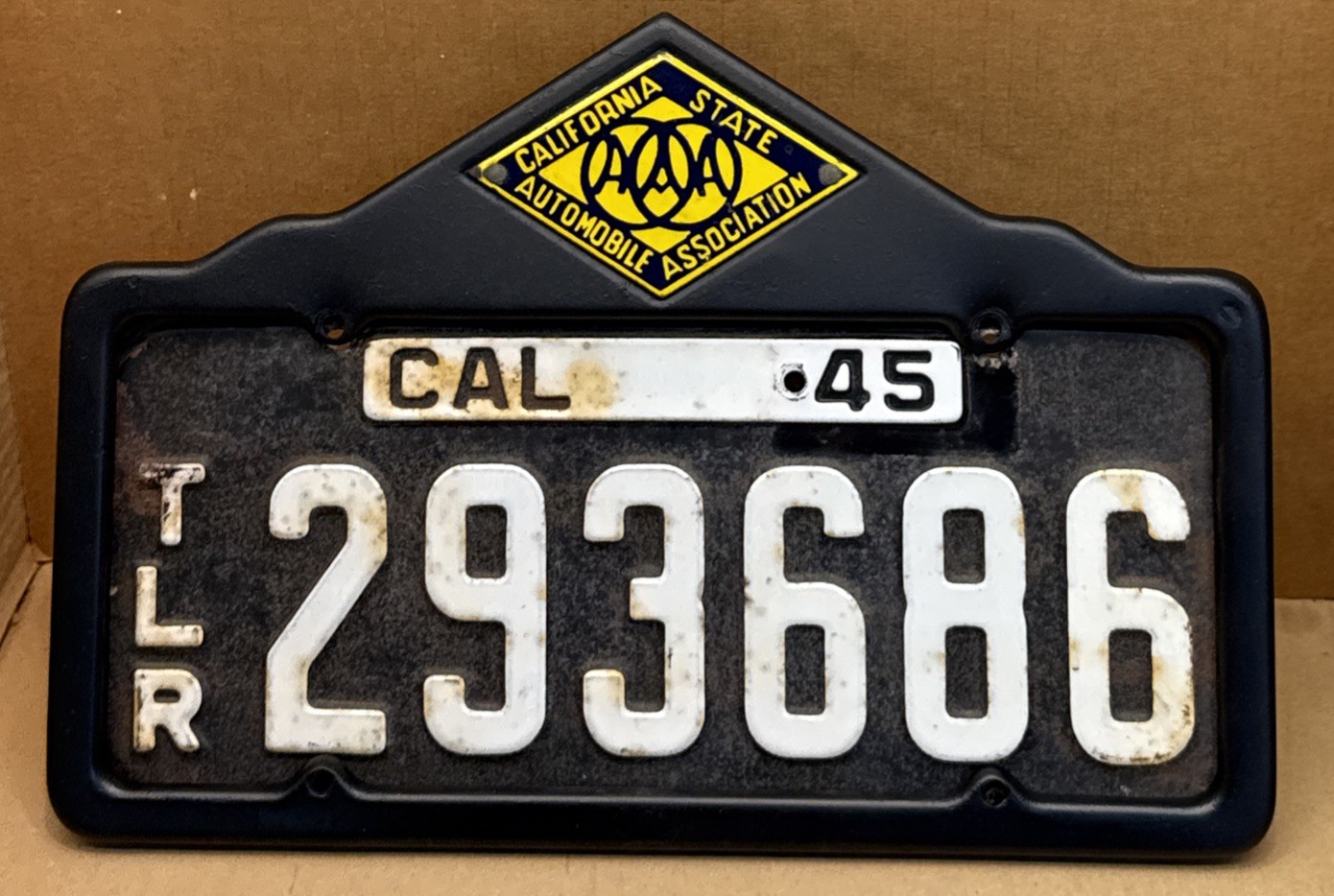 RARE 1940s-1955  “ AAA “ LARGE LICENSE PLATE FRAME (Repainted) Frame Only