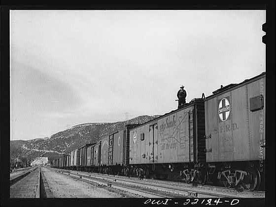 Cajon California 1910s Swing Brakeman Atchison Topeka Santa Fe Freight Train