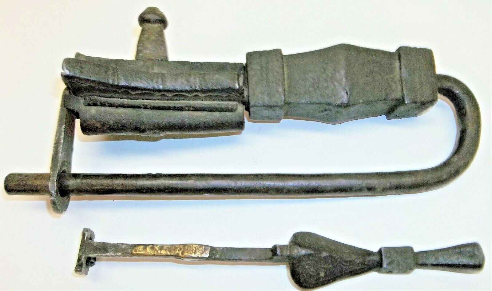 Antique 15th Century Hand Forged Padlock Lock Door Museum Quality Iron Works OLD