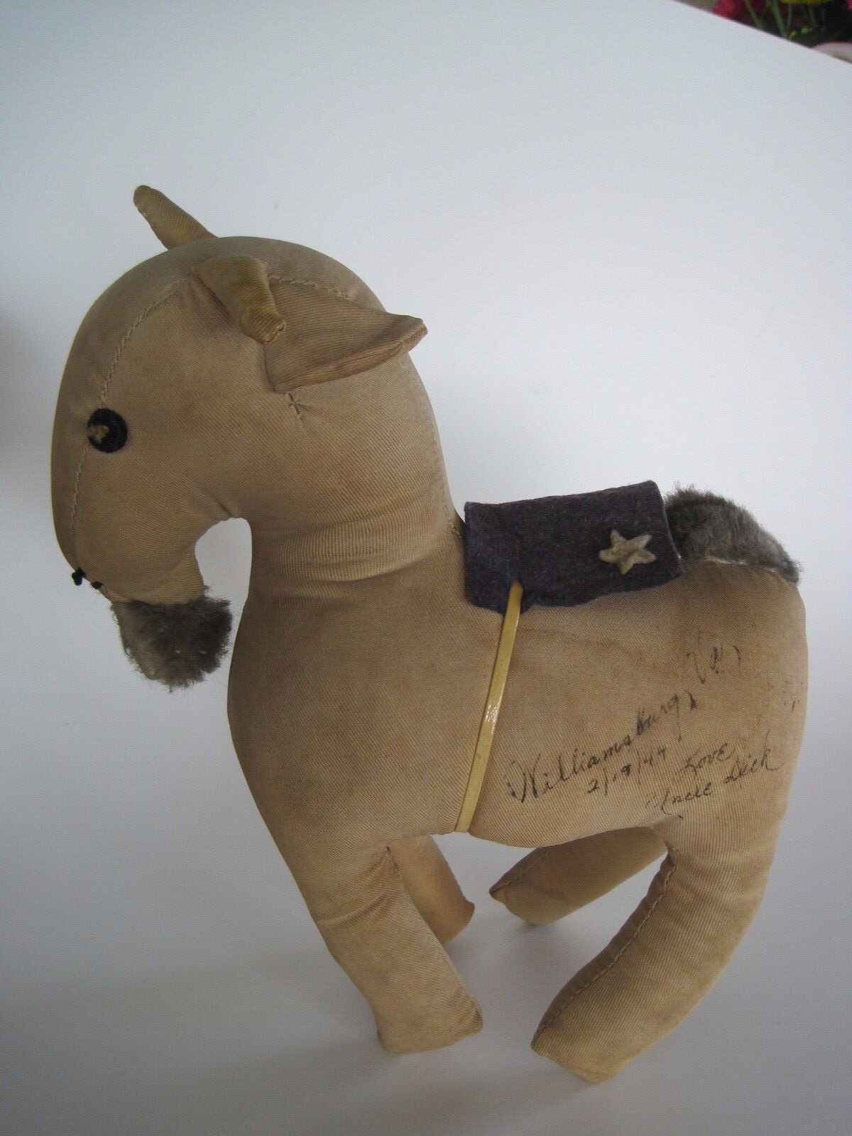 Williamsburg Goat Stuffed Souvenir Inscription 1944 Antique 8\ Williamsburg Goat Stuffed Souvenir Inscription 1944 Antique 8\