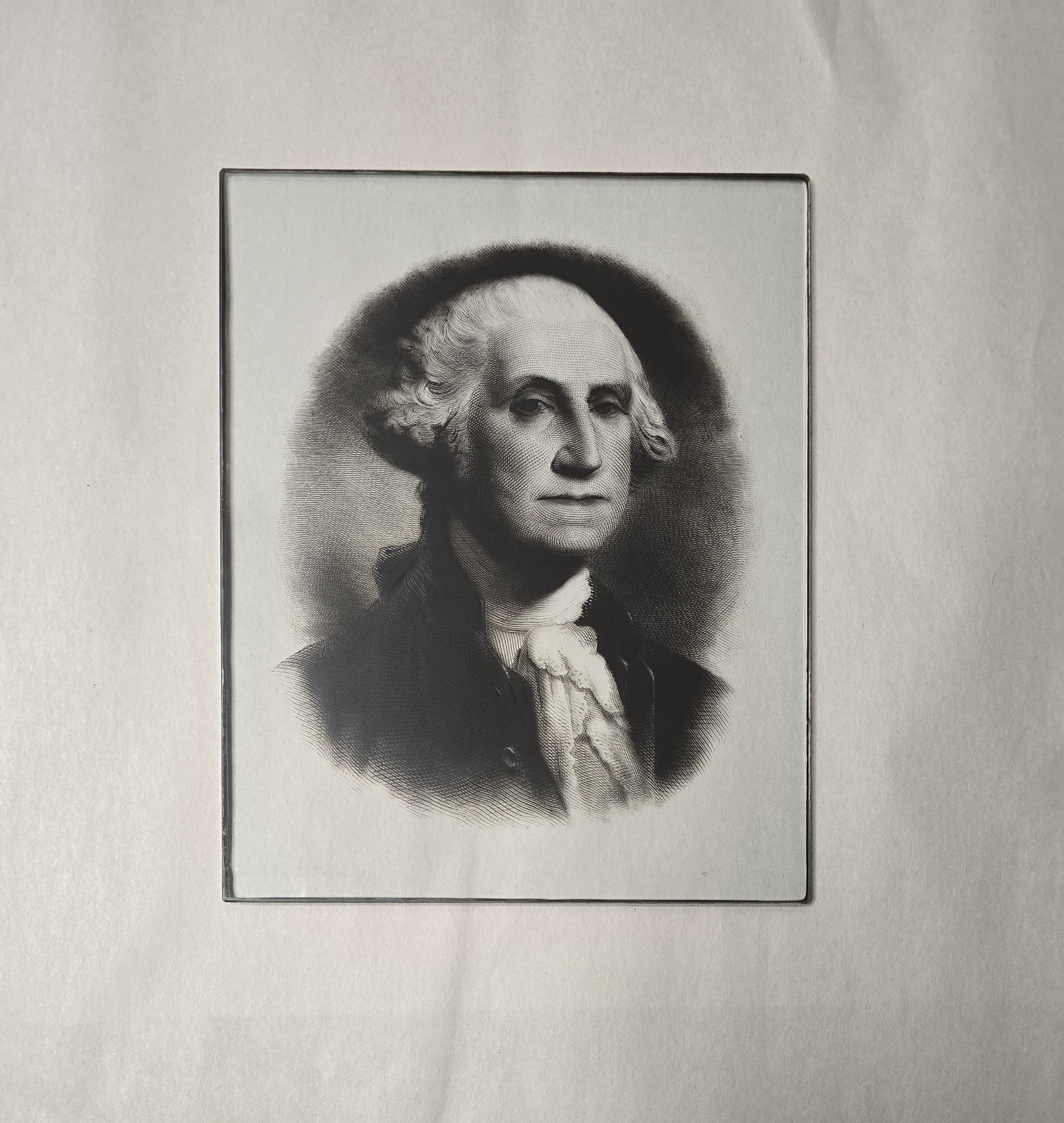 Vintage George Washington 8x10 Glass Transparency Process Plate Estate Find