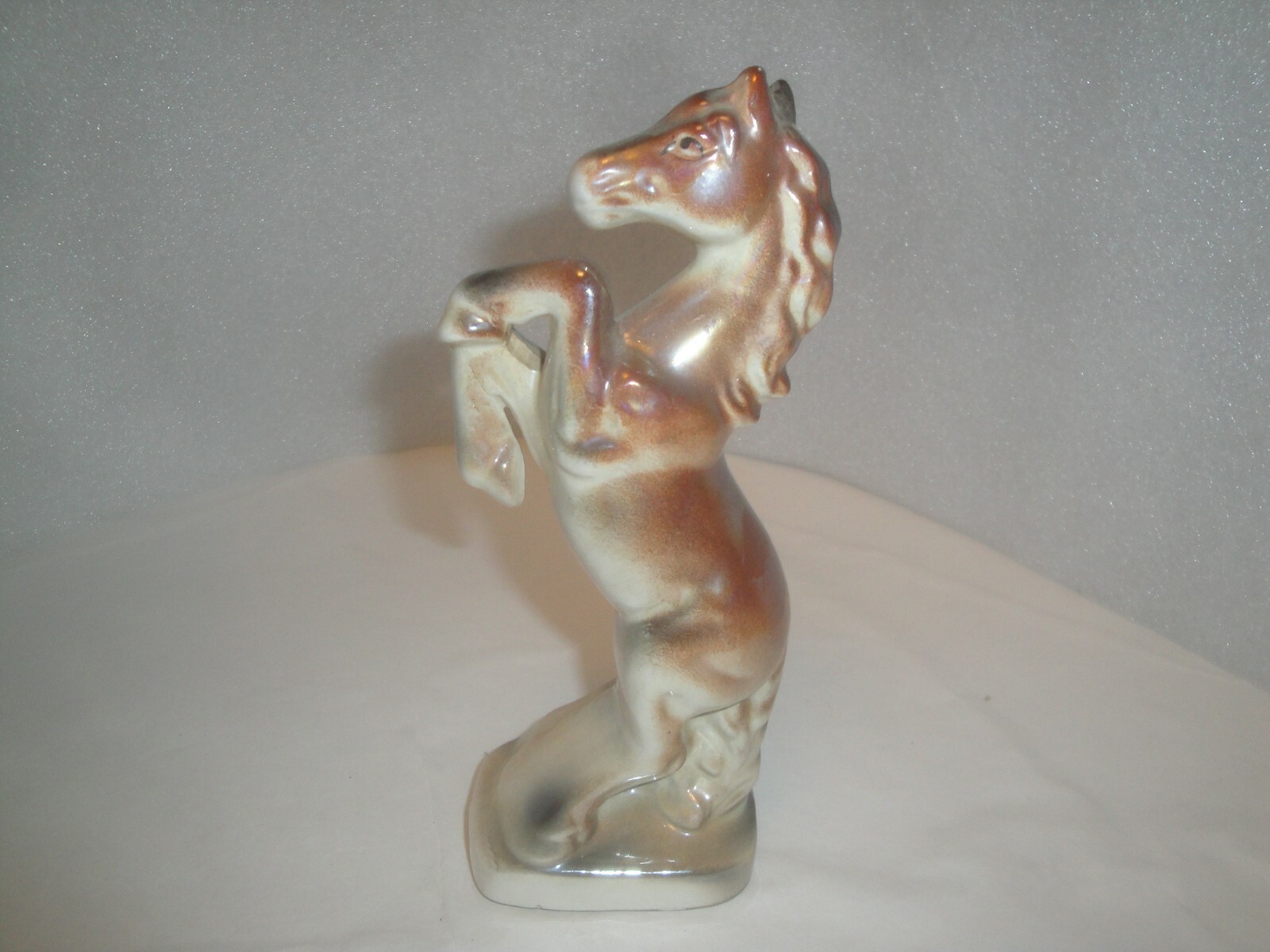 VINTAGE HORSE FIGURINE CERAMIC POTTERY COWBOY WESTERN RARING STANDING HIND LEGS