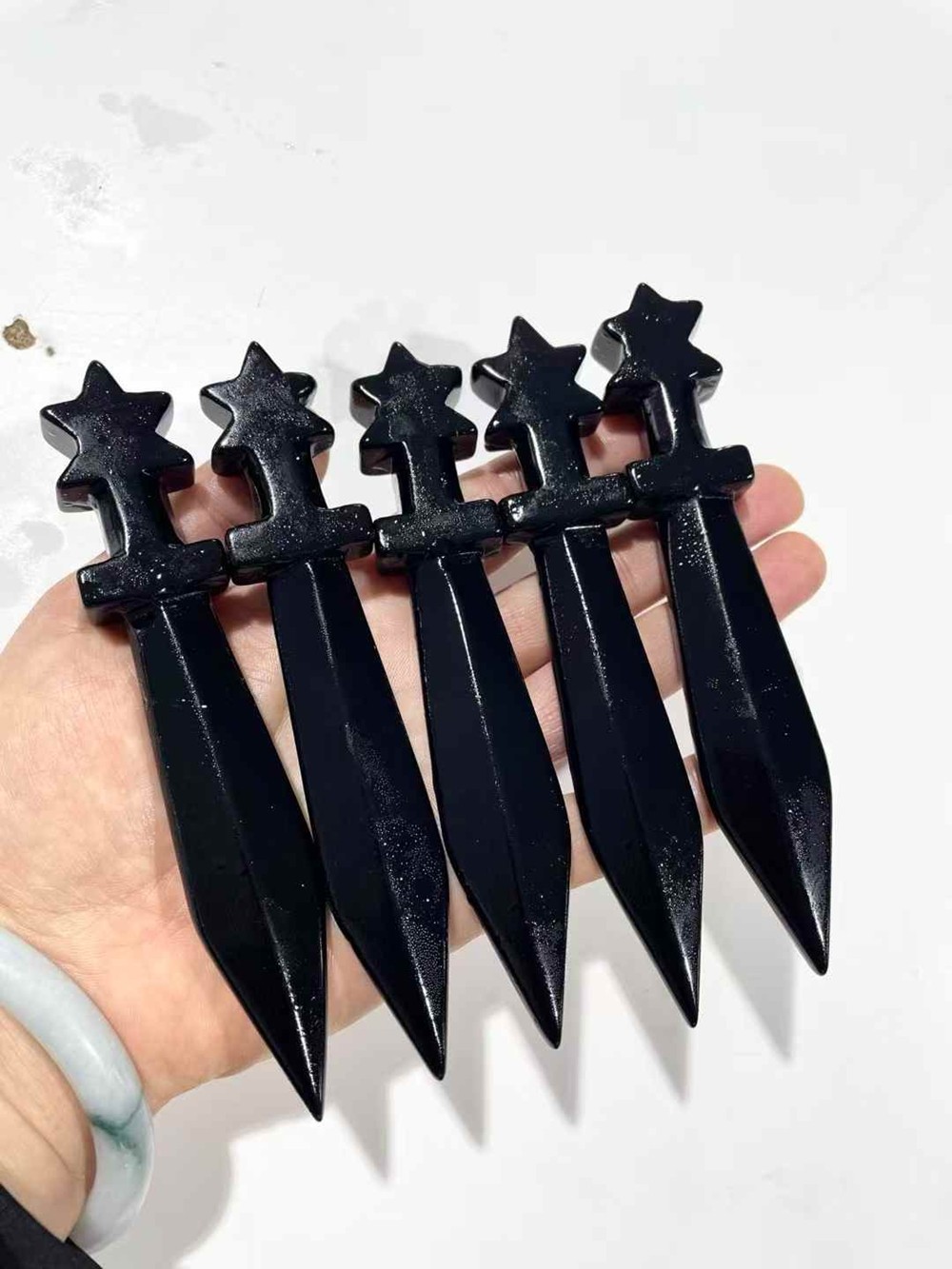 Hand Carved Natural Crystal Sword ，quartz Knife Polished Healing Decor Gift