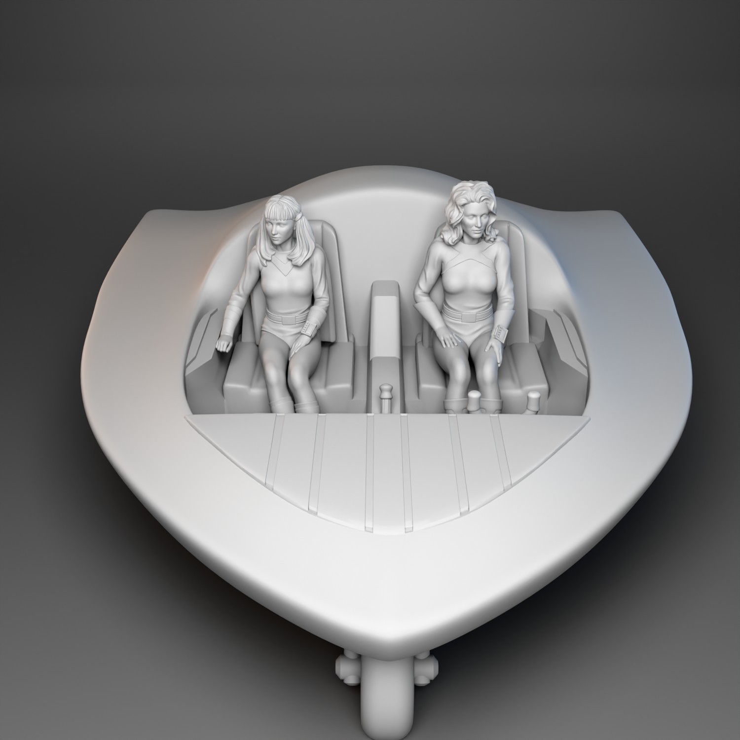 Electra Woman Dyna Girl Set 3D Printed 2 Seated 2 Standing Figures and Car