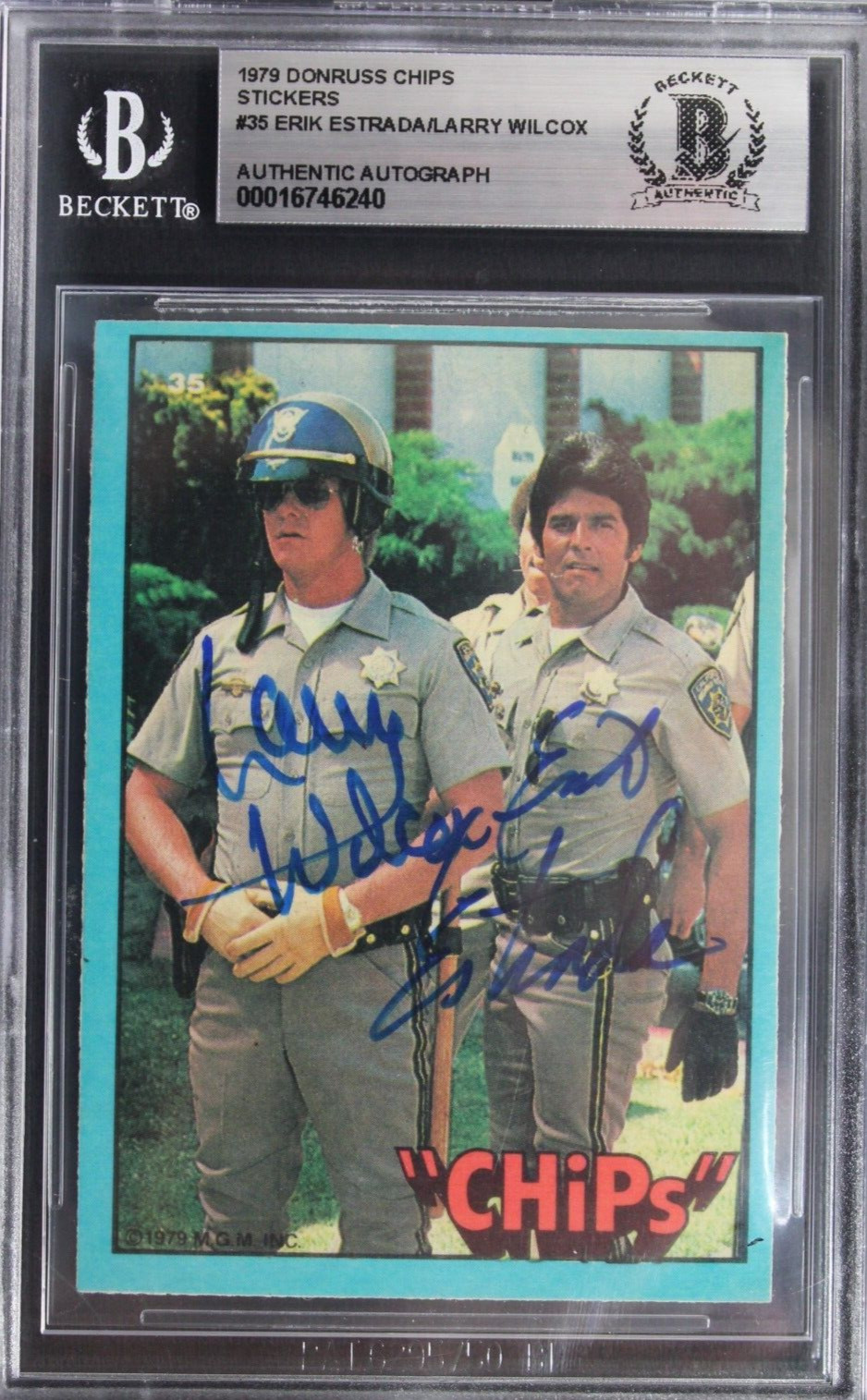 Erik Estrada Larry Wilcox CHiPs Signed 1979 DONRUSS #35 Dual Autograph Card BAS Erik Estrada Larry Wilcox CHiPs Signed 1979 DONRUSS #35 Dual Autograph Card BAS