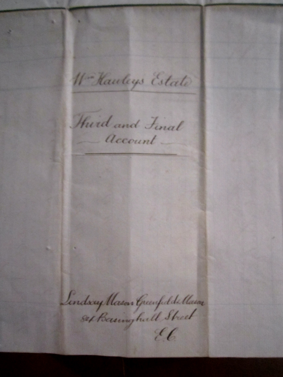 1878 ESTATE ANTIQUE DOCUMENT OF WILLIAM HAWLEY EXECUTORS OF THE ESTATE BBA-45 1878 ESTATE ANTIQUE DOCUMENT OF WILLIAM HAWLEY EXECUTORS OF THE ESTATE BBA-45