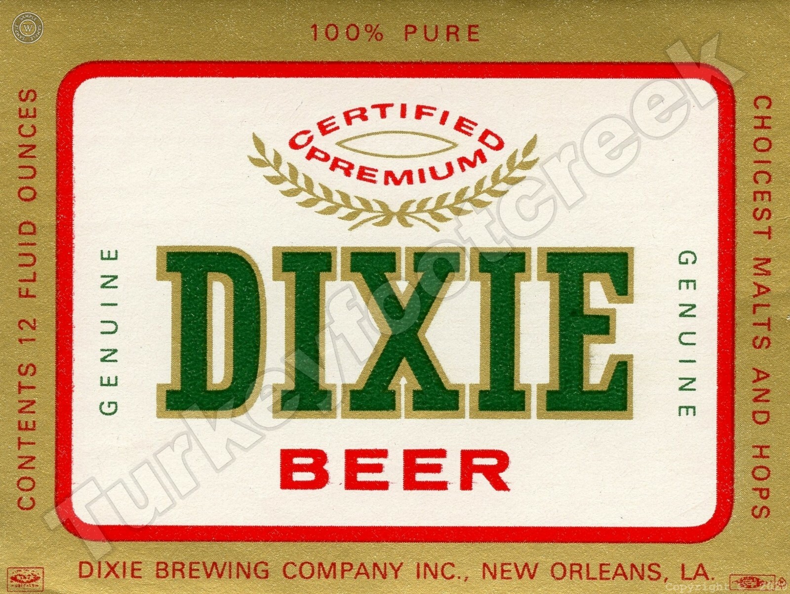 Dixie Beer Label New Orleans 9\