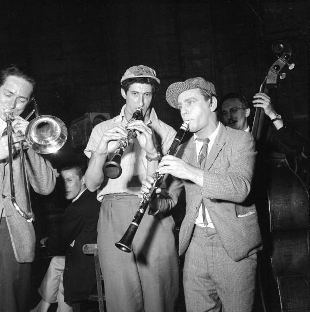 British Comedian Norman Wisdom Plays Clarinet With Cy Laurie Old Photo