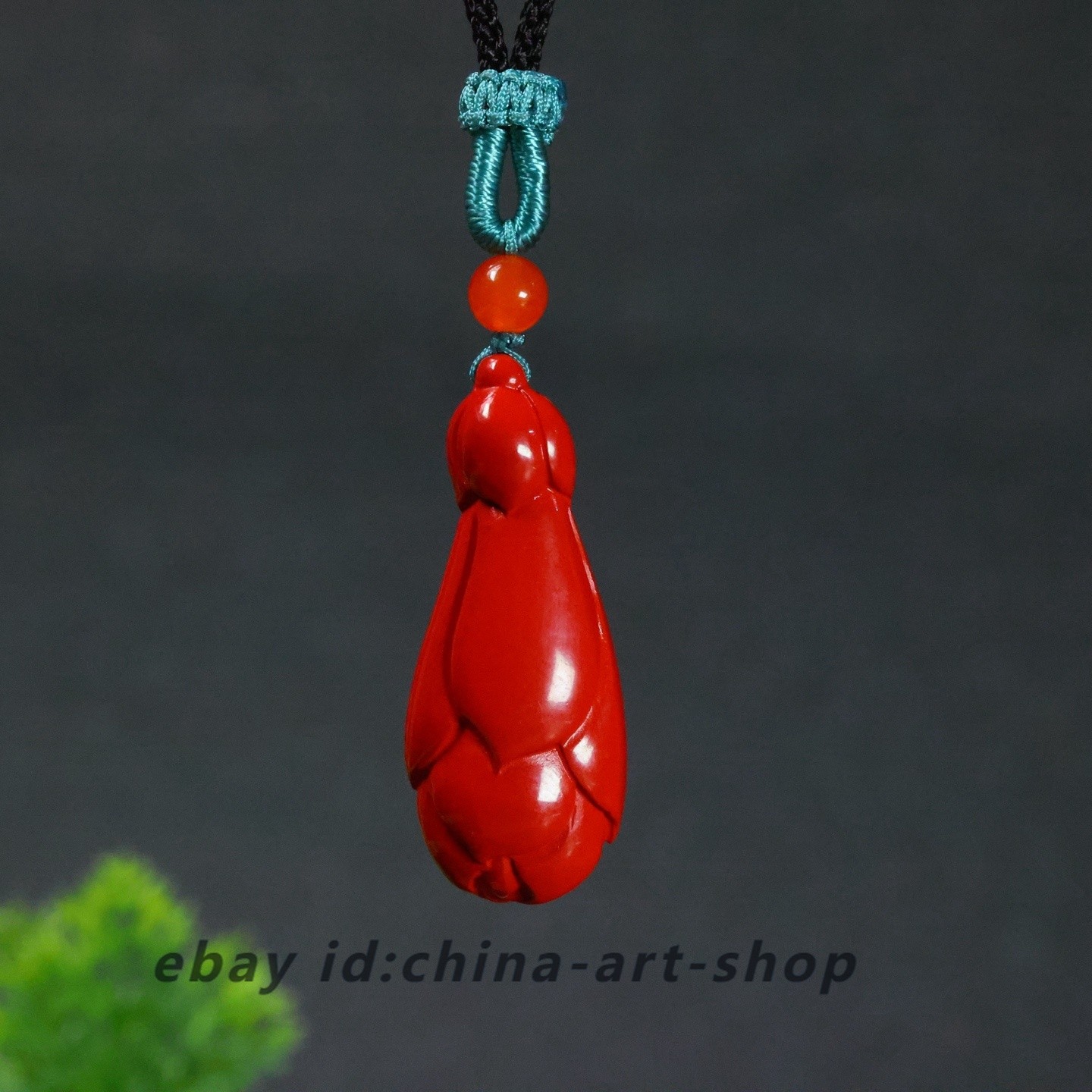 Natural Cinnabar Magnolia Bud Flower Bud Means Bright Future Pendant S89