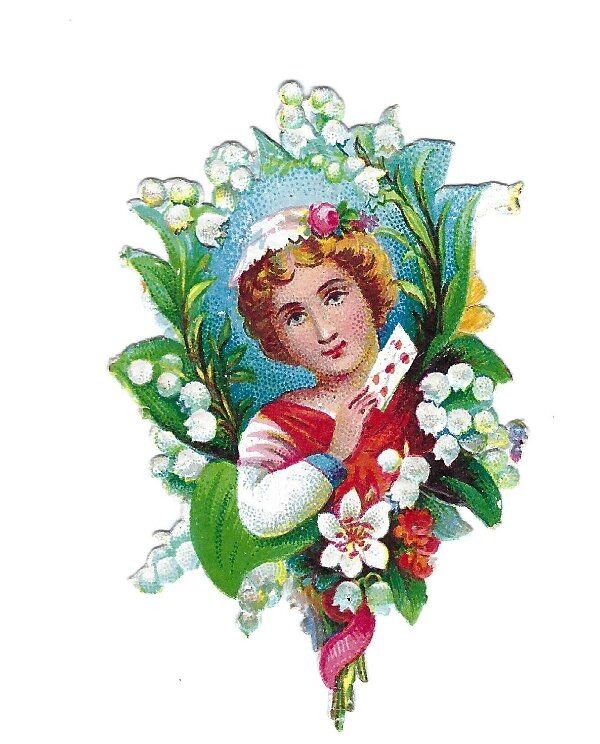 1888 Chromo decoupis, FANTASY FLOWER FAIRY No.6, Antique Die-Cut Scrap, 2\