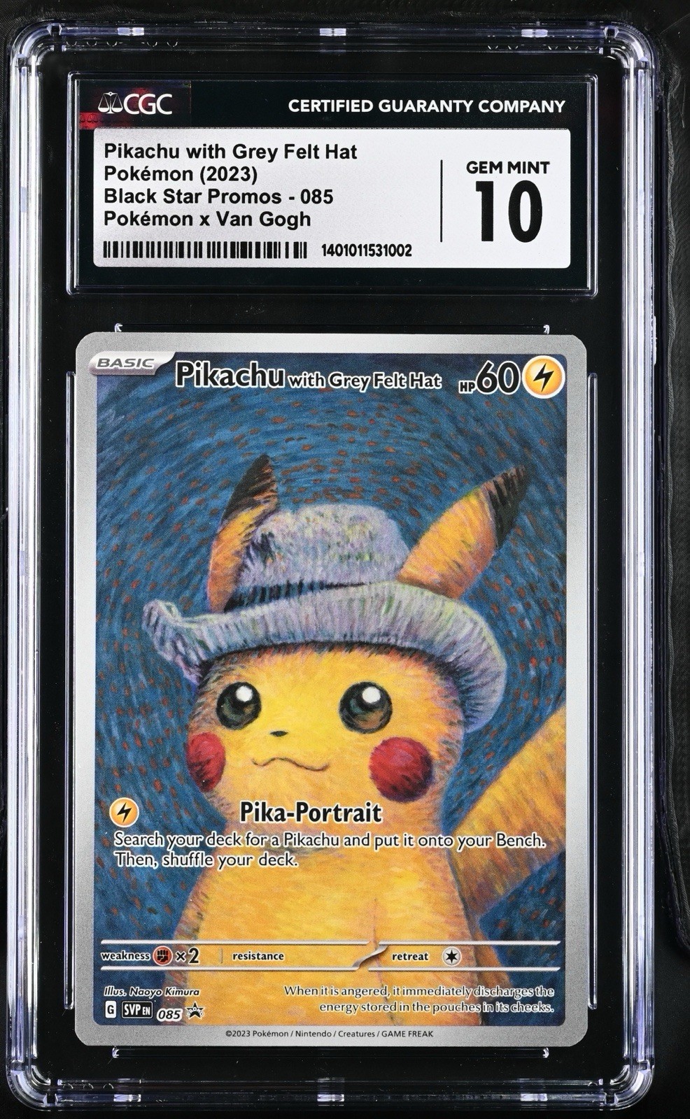 2023 PROMO VAN GOGH #085 PIKACHU WITH GREY FELT HAT CGC 10 GEM MINT🔥✅
