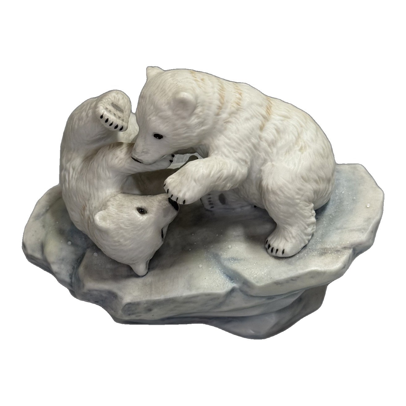 Vintage Porcelain Polar Bear Cubs Figurine Polar Expedition 1990