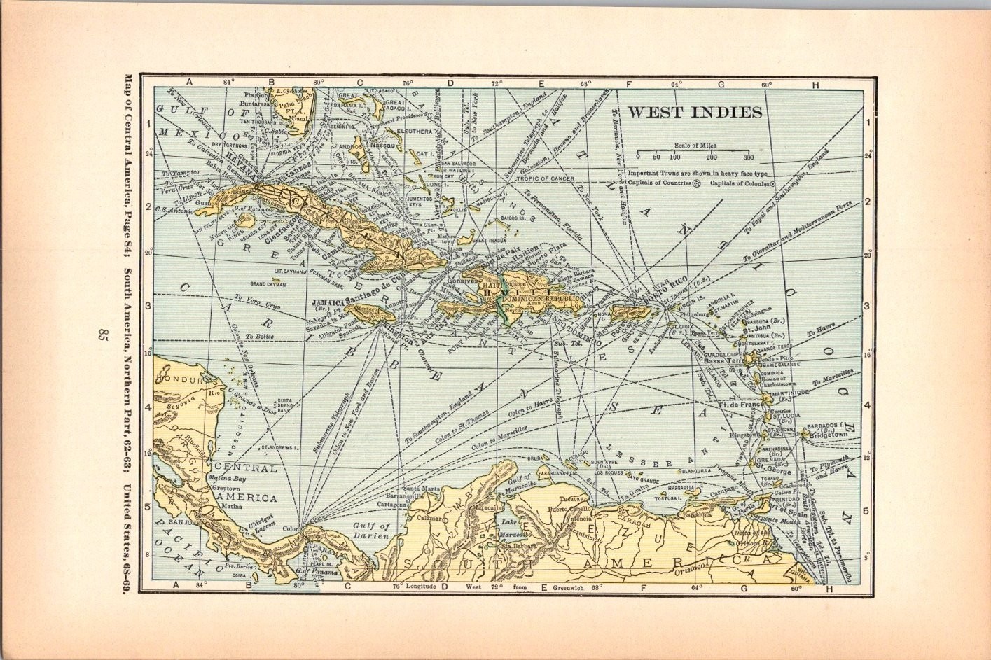 West Indies Cuba 1927 Atlas Map TK18