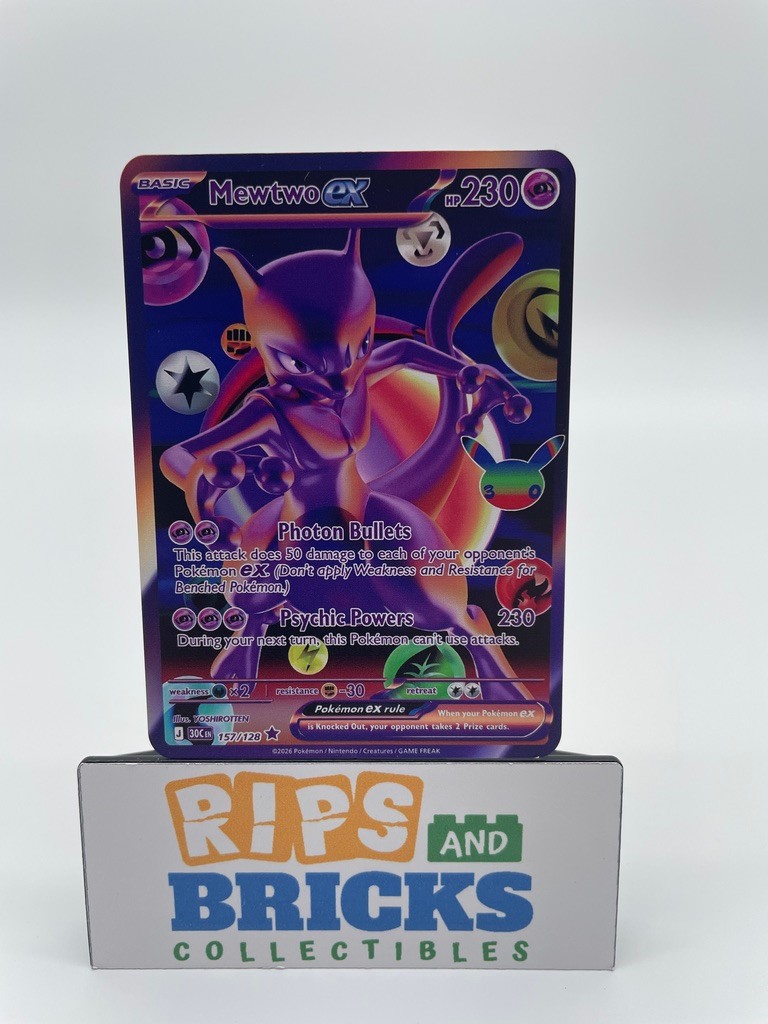 Mewtwo ex 30th Anniversary Pokémon Metal Gold Card Art/Display/Collectable Mewtwo ex 30th Anniversary Pokémon Metal Gold Card Art/Display/Collectable