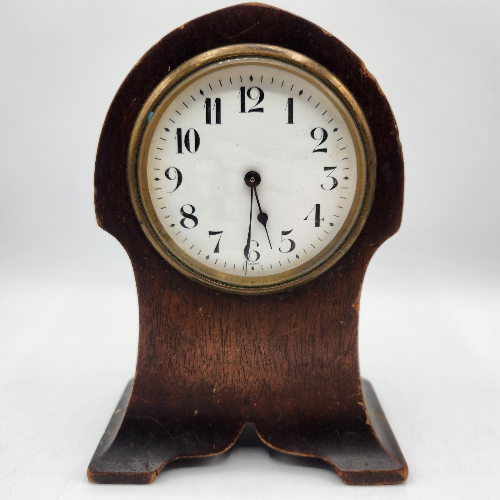 Antique H & H French Wood Shelf Clock w/ Gothic Arch, Not Running Antique H & H French Wood Shelf Clock w/ Gothic Arch, Not Running