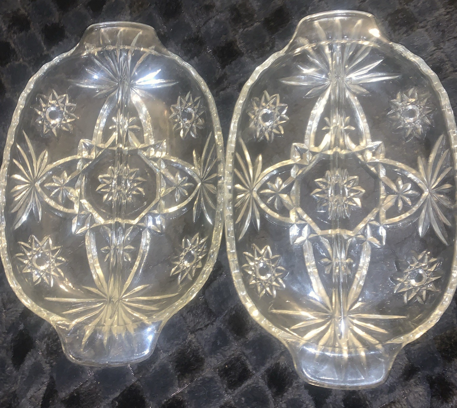 Crystal Glass Divided Serving Dish 2 pieces pre owned