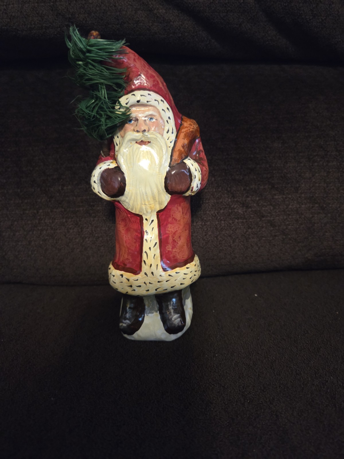 Vintage Handmade Paper Mache Belsnickel Santa 7.5\