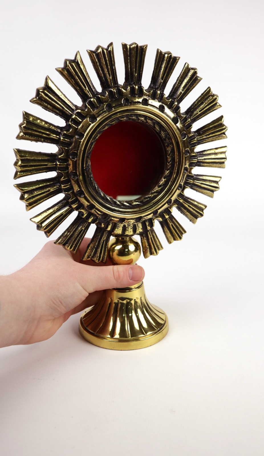 Antique Style Polished Brass Sunburst Reliquary For Church/Home Use 10.5 Inches