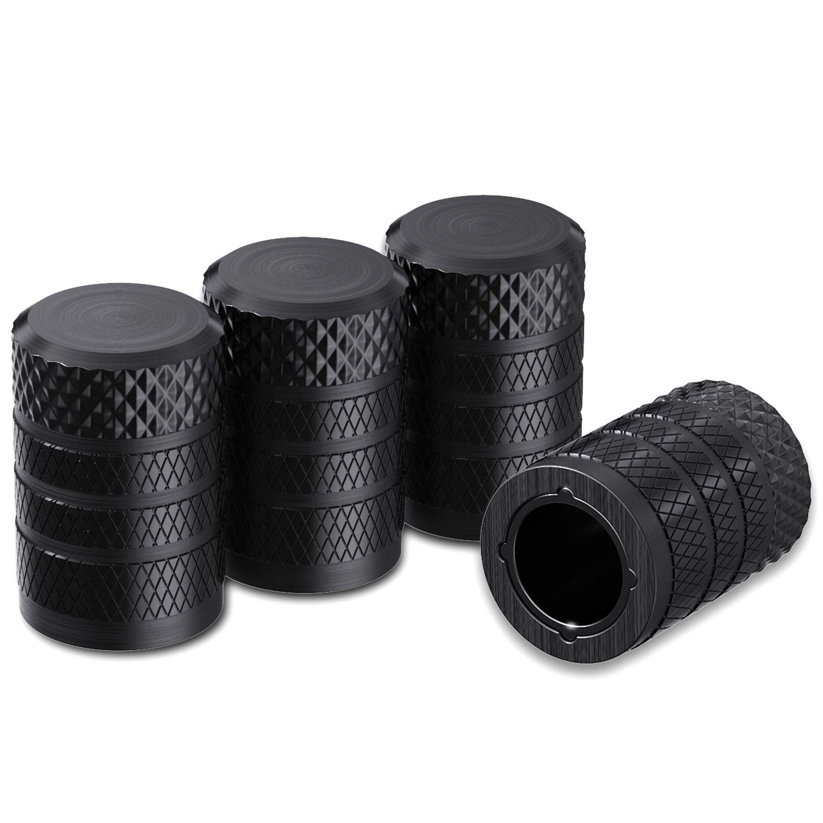 CKAuto Tire Valve Stem Caps Black 4 Pack
