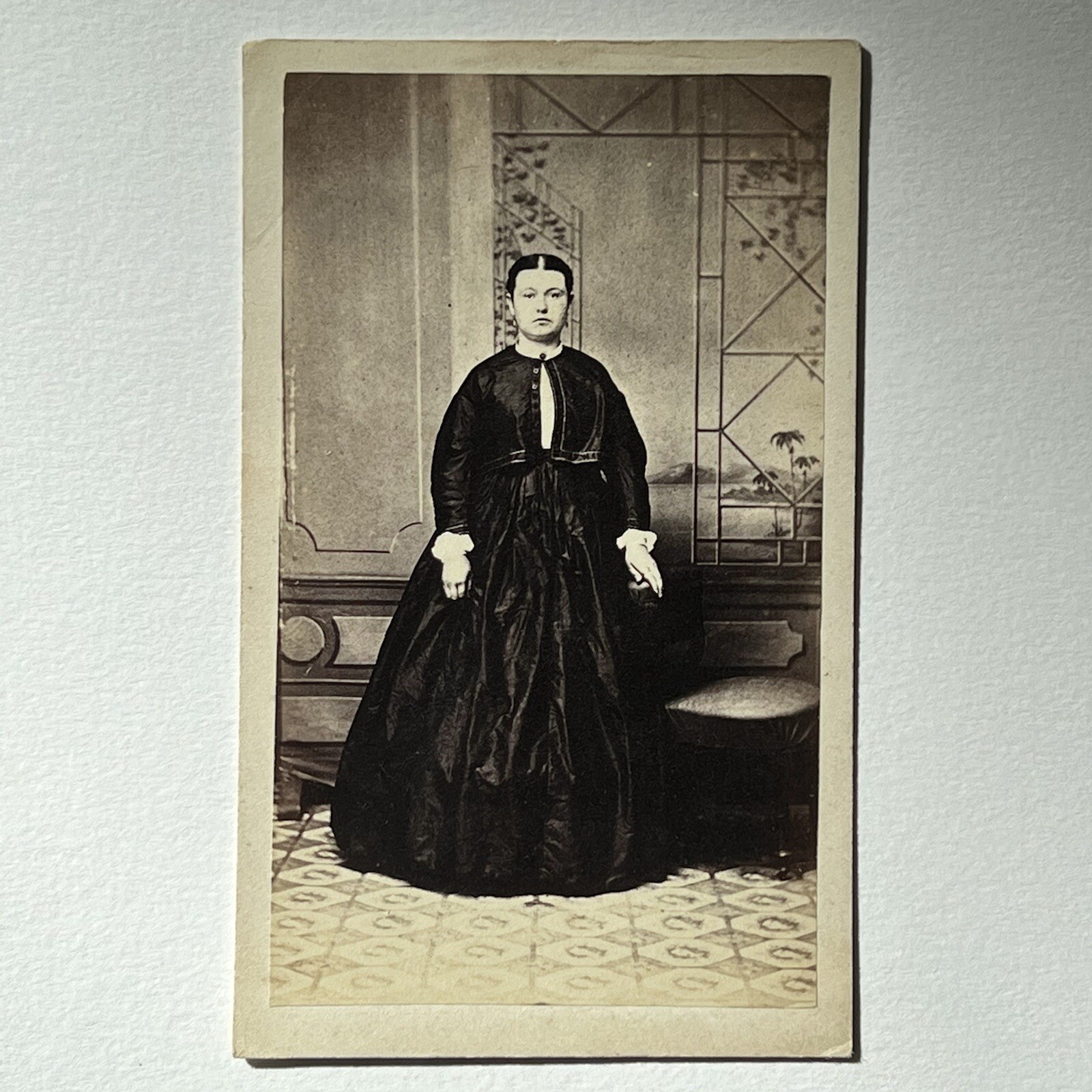 Antique CDV Photograph Beautiful Plus Size Young Woman Civil War Era Bath NY