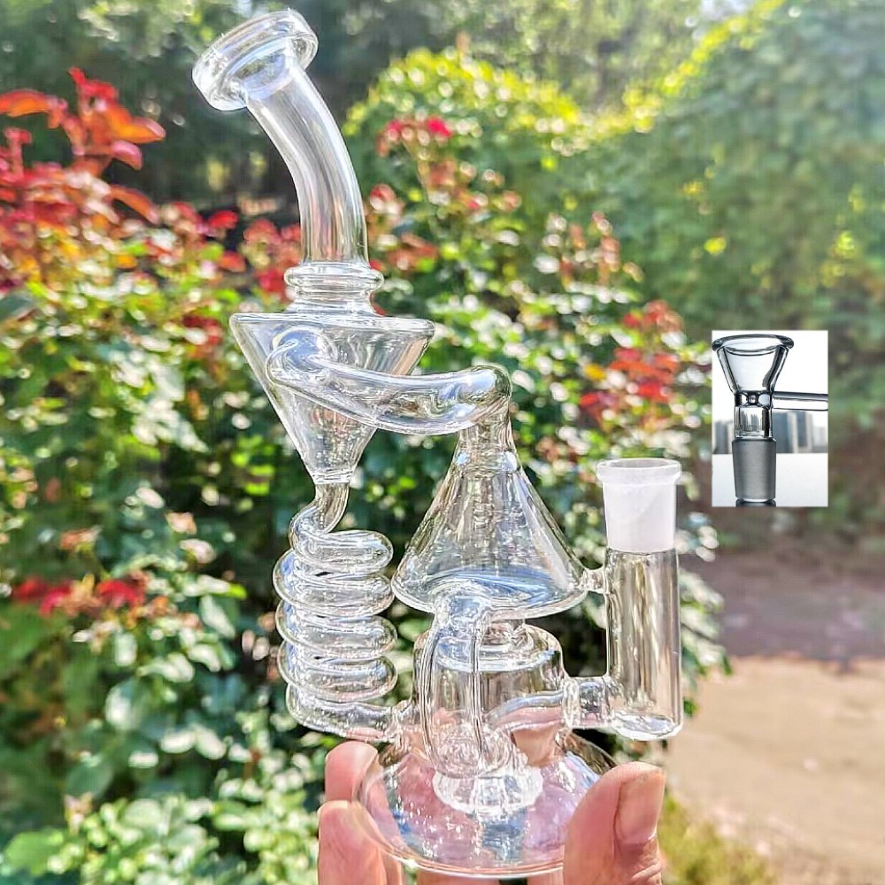 heady Coil Honeycomb Recycler rig pipes bong Glass Smoking Water shushi 14mm