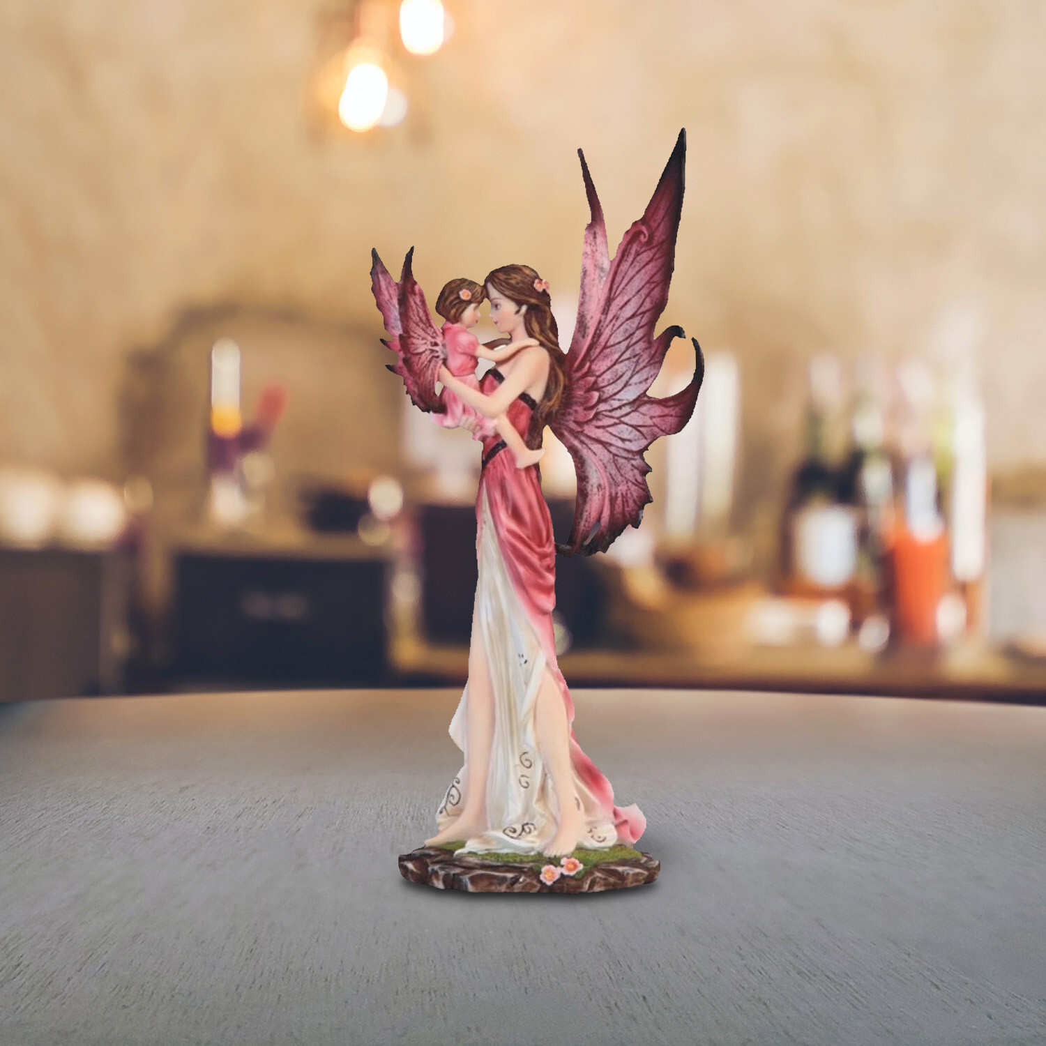 Mother Fairy Embracing Baby Girl Statue 10\