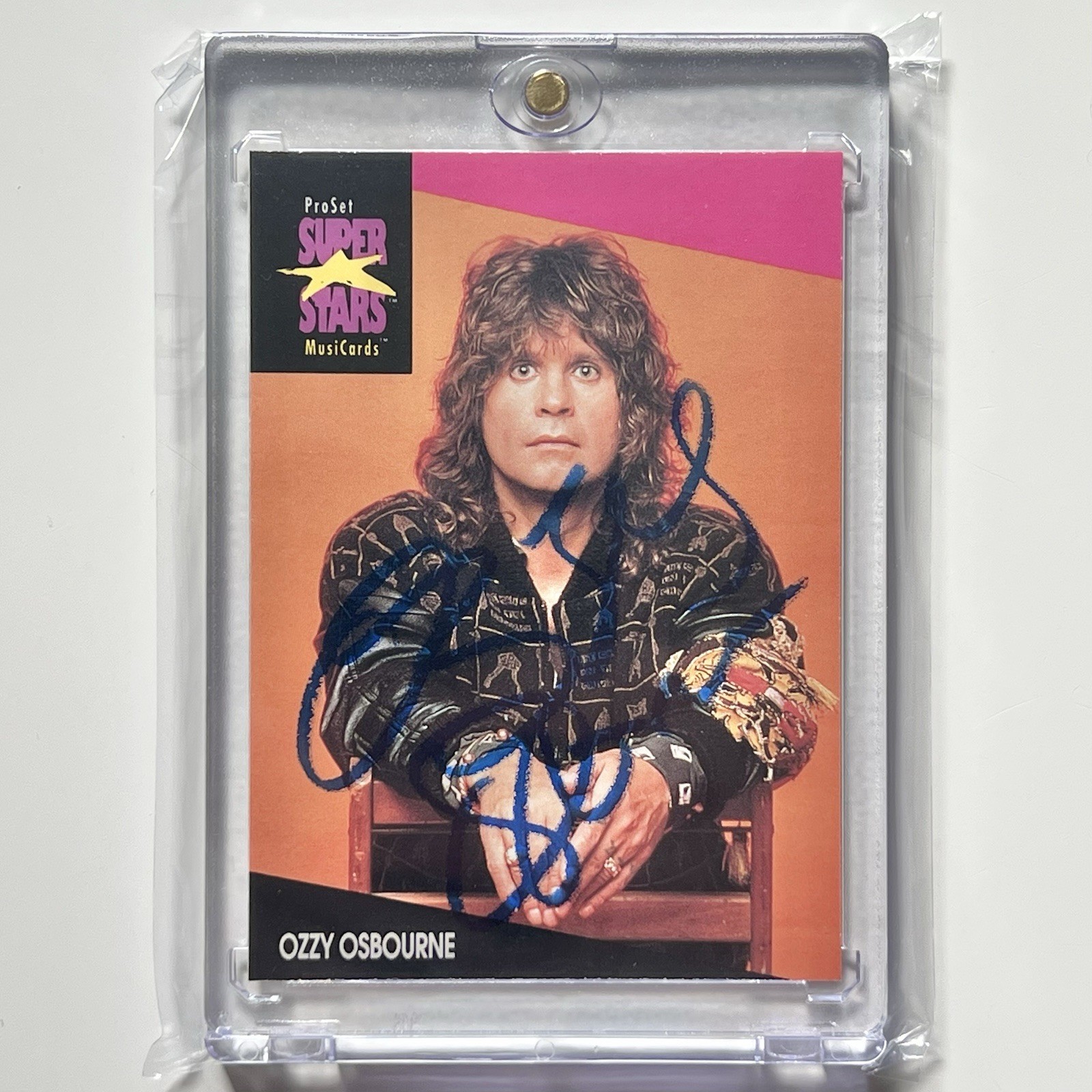 Signed 1991-92 Pro Set Super Stars Musicards Ozzy Osbourne #214 autograph card