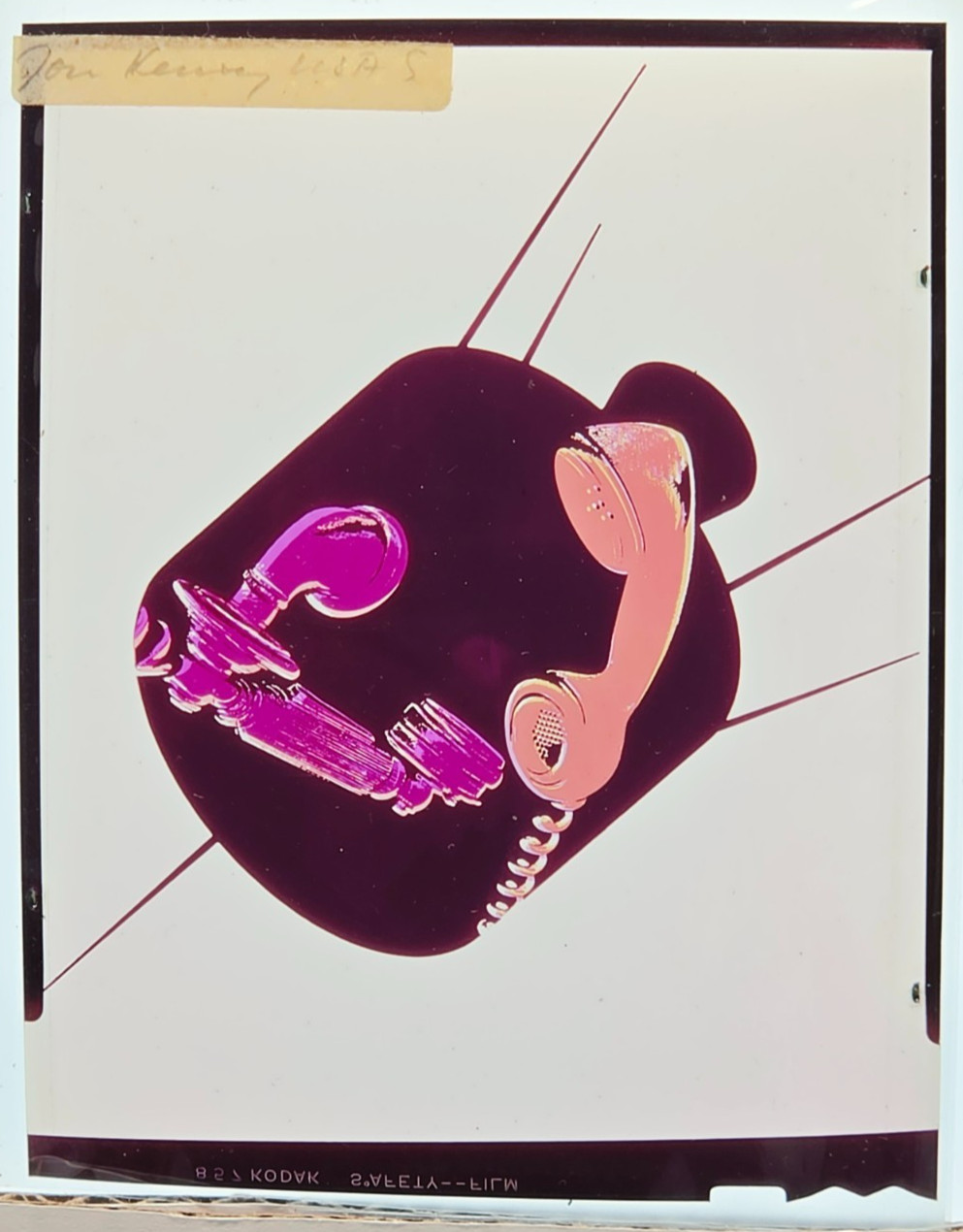 Vintage Jon Henry Original 4x5 Transparency Mid Century Modern Telephone Art