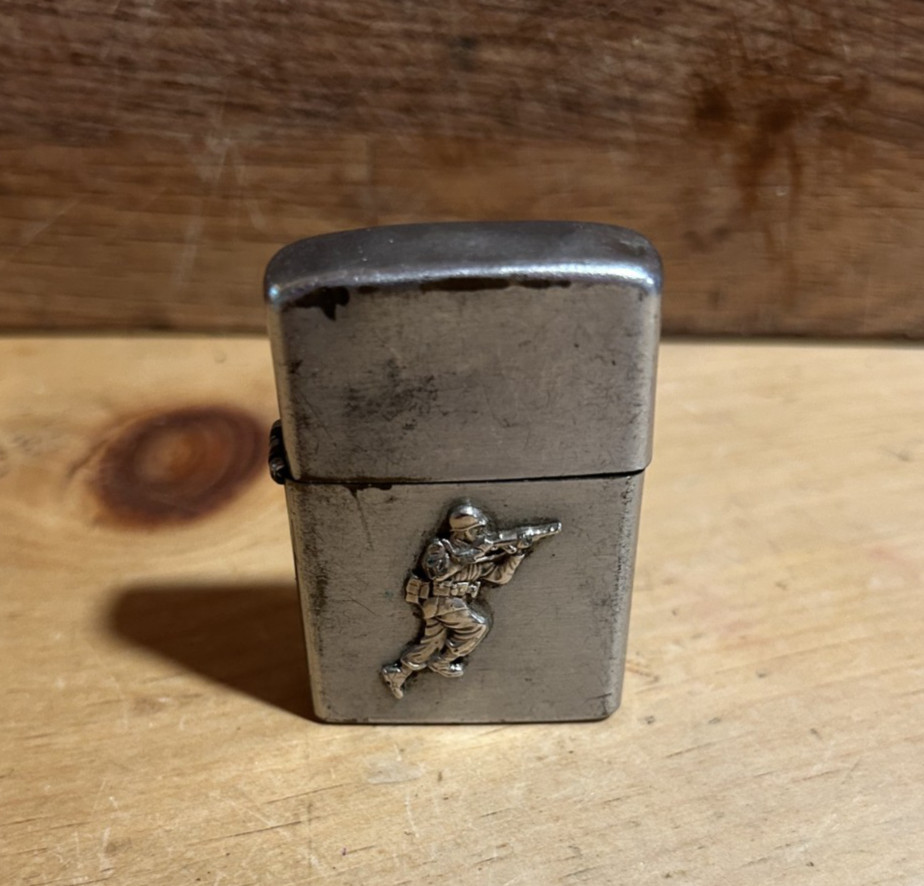 Vintage Crest Craft Military Army Marine Follow Me Silver tone lighter untested