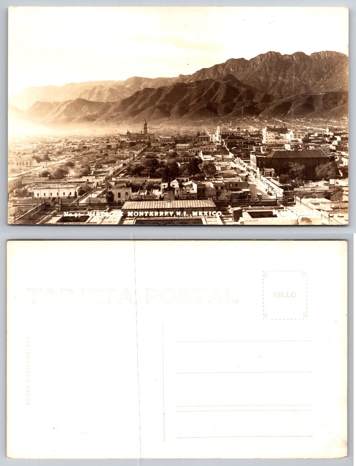 Vintage Monterrey Mexico Real Photo Postcard Panorama City View Mountains Vintage Monterrey Mexico Real Photo Postcard Panorama City View Mountains