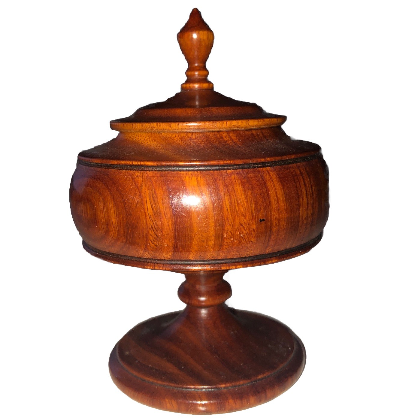 Vtg Miniature Turned Wood Pedestal Trinket Box & Lid - Treenware Ring Box 3.5” Vtg Miniature Turned Wood Pedestal Trinket Box & Lid - Treenware Ring Box 3.5”