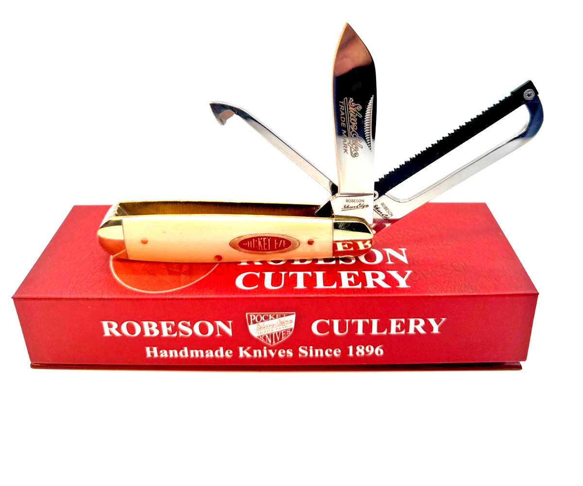 Robeson PocketEze ROB632730W White Bone Utility Knife ATS-34 USA  NIB 