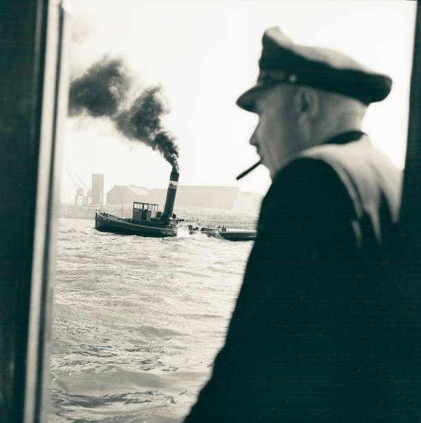 Captain at the port of hamburg 1955 56 Historic Old Photo