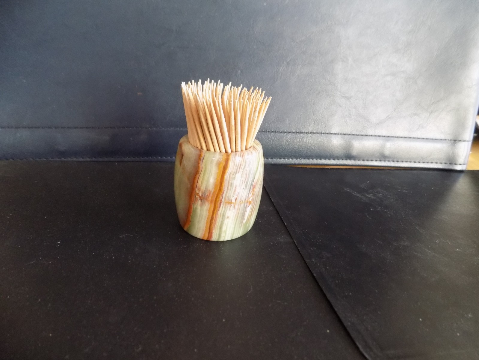 Vintage Marble Onyx 2 inch Toothpick Holder Vintage Marble Onyx 2 inch Toothpick Holder