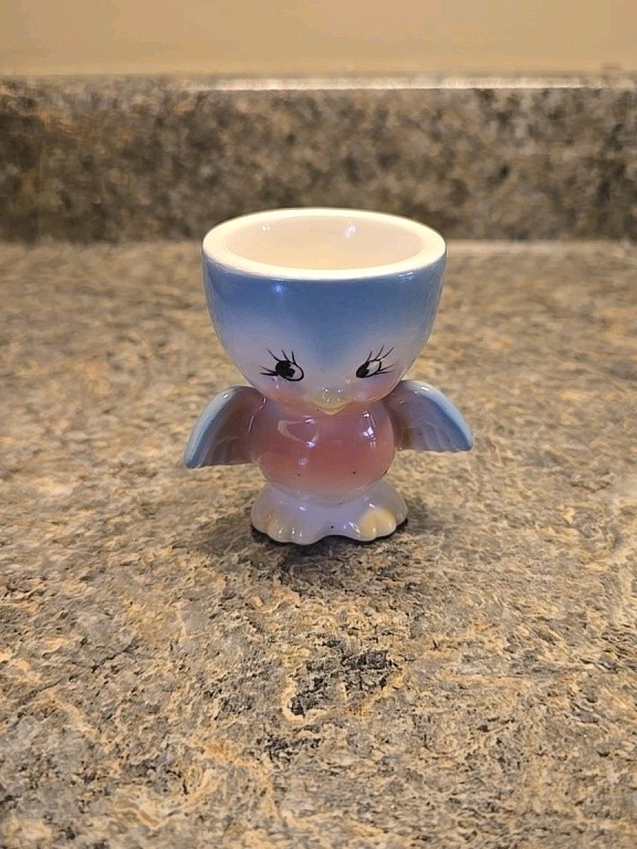Vtg Norcrest Lefton Bone China Pastels Anthropomorphic Bluebird Egg Cup