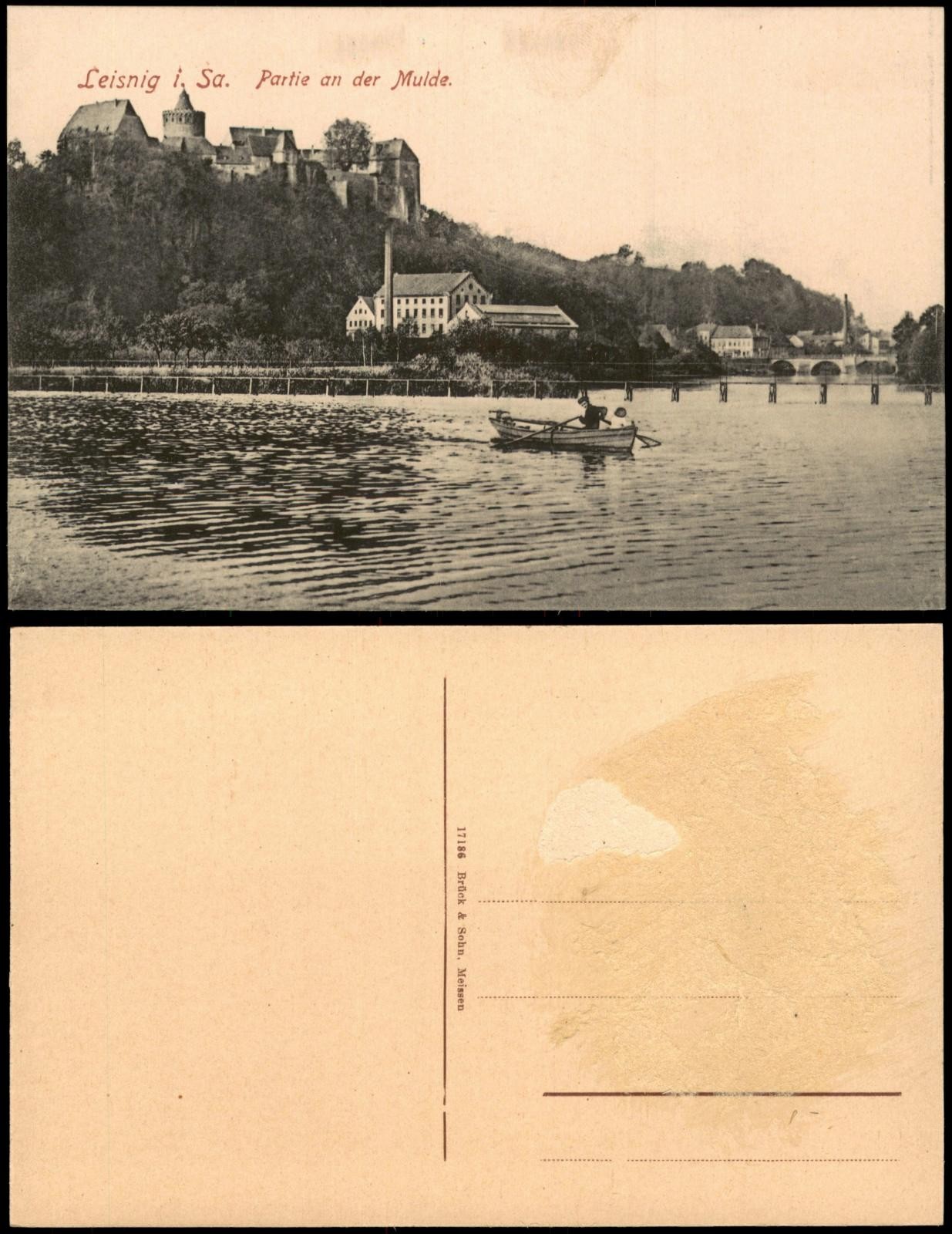 Postcard Leisnig lot at the hollow. Rower 1913