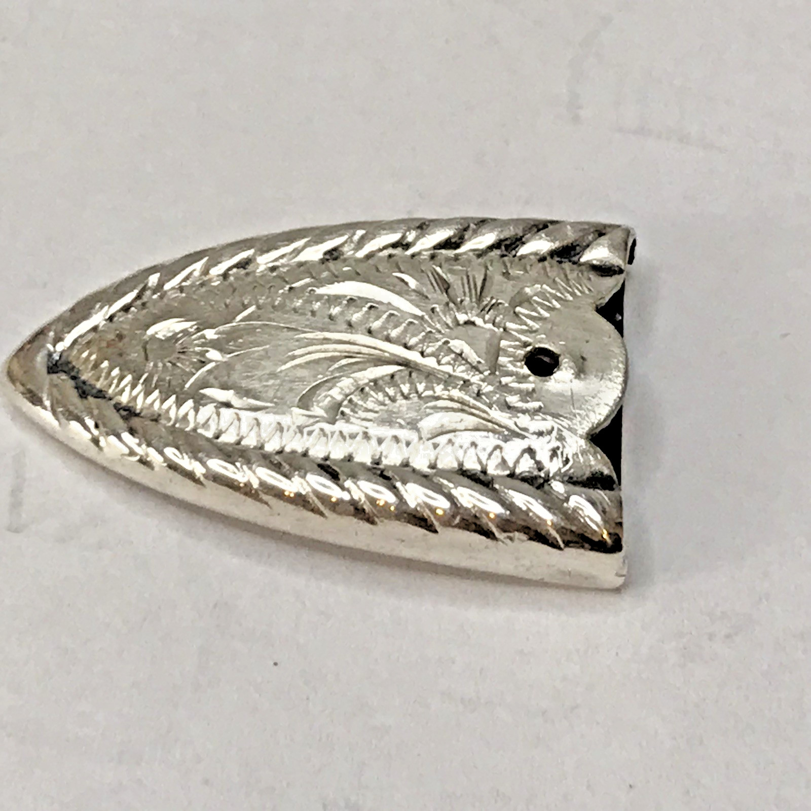 925 Sterling Silver 5/8” Flower Engraved Western Ranger Belt Tip 3.78g (SS91)