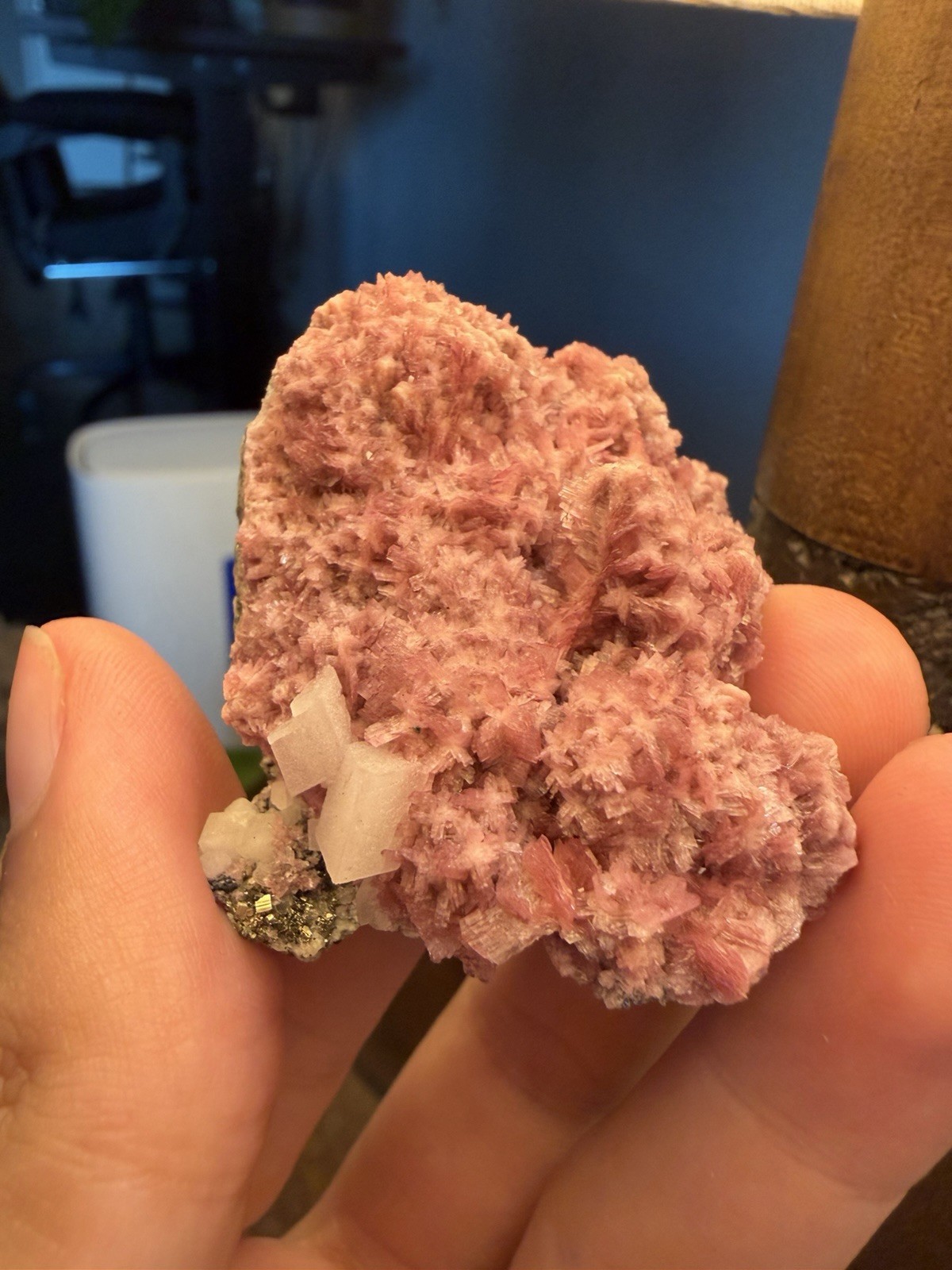 Rhodonite crystal With Pyrite - San Martin Mine, Ancash, Peru