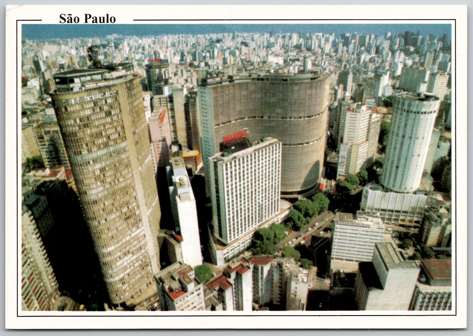 Vintage SÃO PAULO Brazil Aerial View Postcard Edificio Copan Italia 1996 Posted