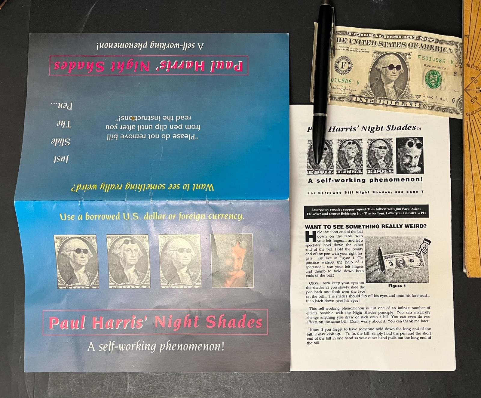 Paul Harris NIGHT SHADES 1994 Vintage Magic Trick Complete Gimmick 10pg Booklet